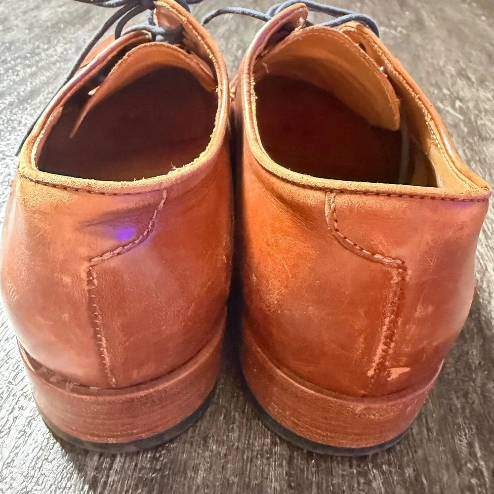 Paul Smith PS Derby Shoes Men 6.5 UK Tan Leather Cap Toe Made in Italy Brown